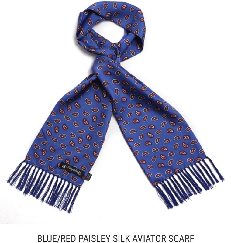 Blue/Red Paisley Silk Scarf for illustration only many other colours in stock. CALL BEFORE ORDERING 0141 552 0066