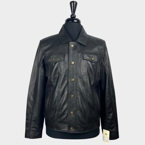 Black Leather Trucker Jacket