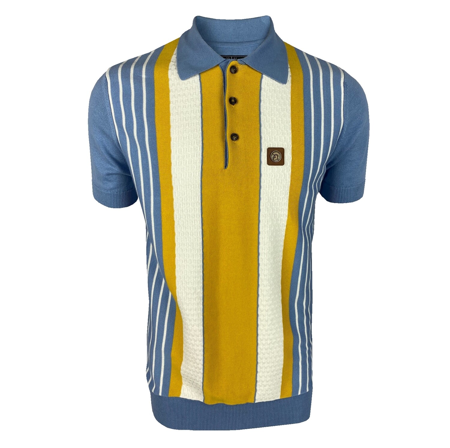 Ska & Soul Sky Textured Stripe Fine Gauge Polo