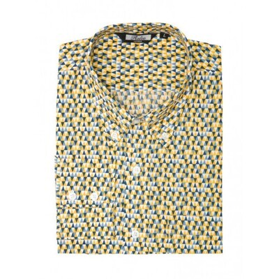 Yellow and Blue Geometric Shirt