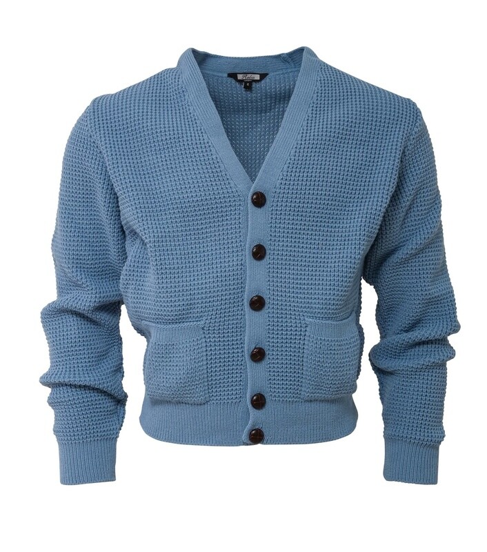 Waffle Cardigan Dusty Blue