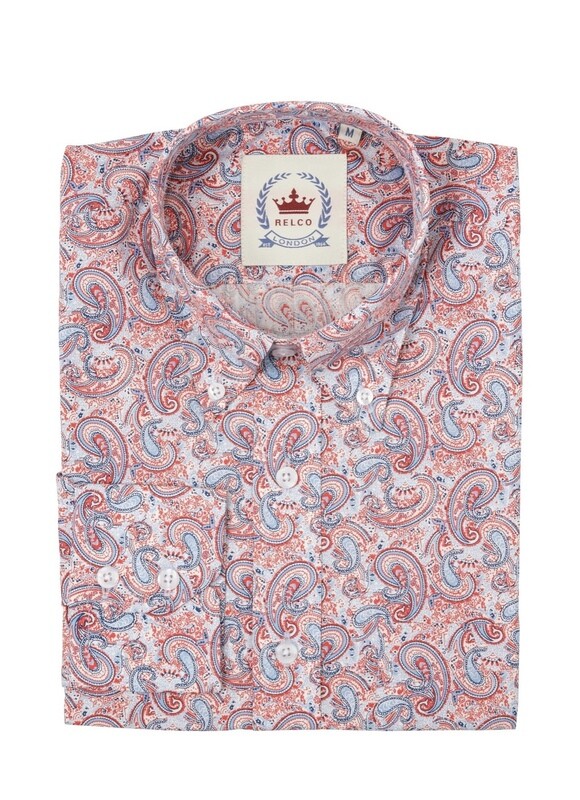 Red & Sky Blue Paisley shirt