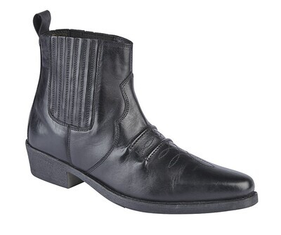 Black Leather Gusset cowboy Boots