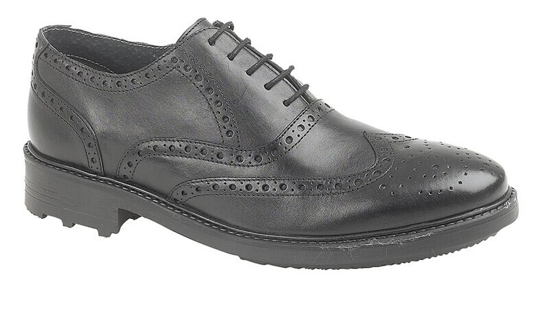 Black Leather 5 Eyelet Brogue Oxford shoes