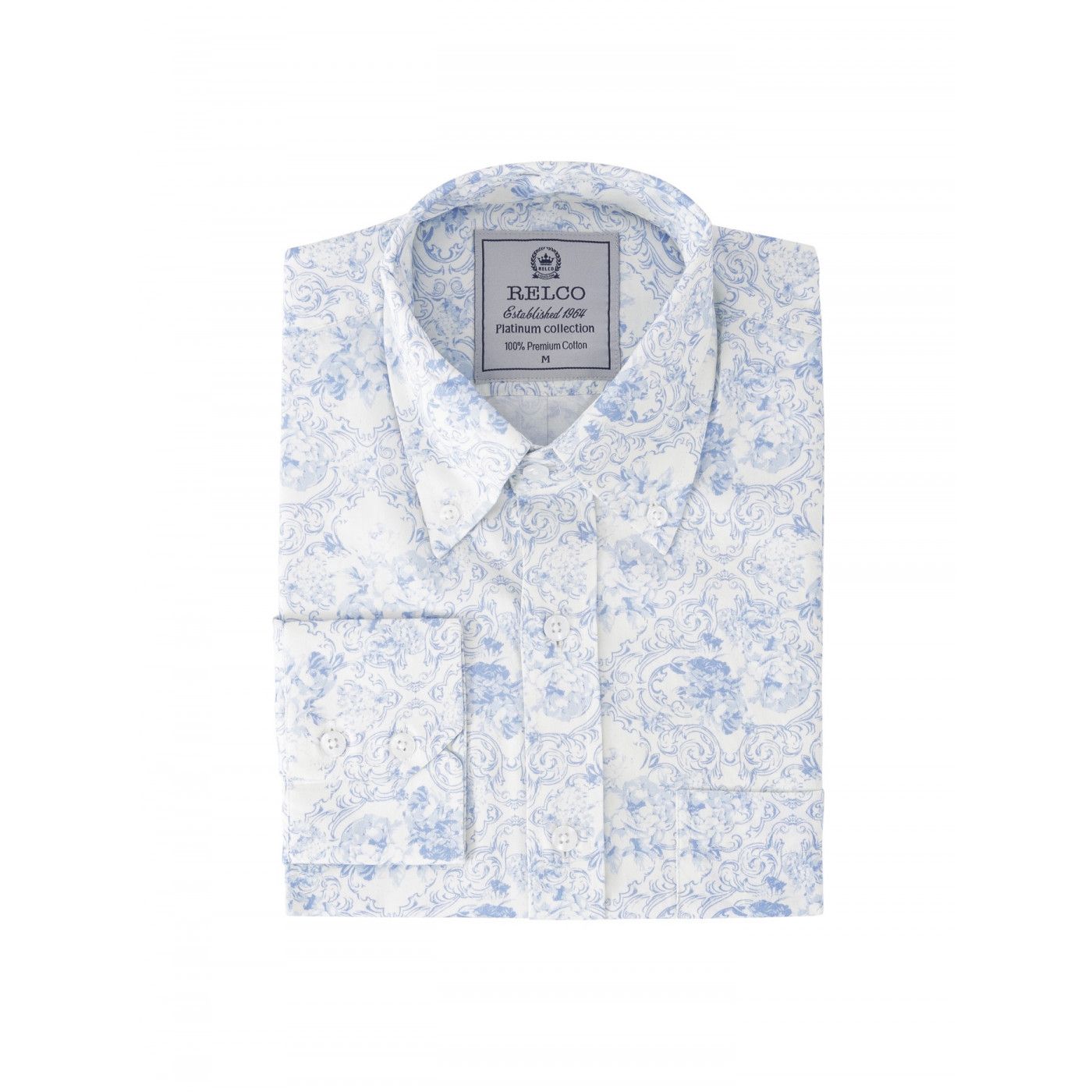 White/ Blue Patterned Relco Shirt