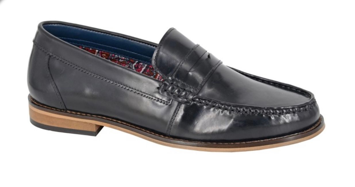 Black Hi-Shine LeatherLoafer Tunit Sole shoes