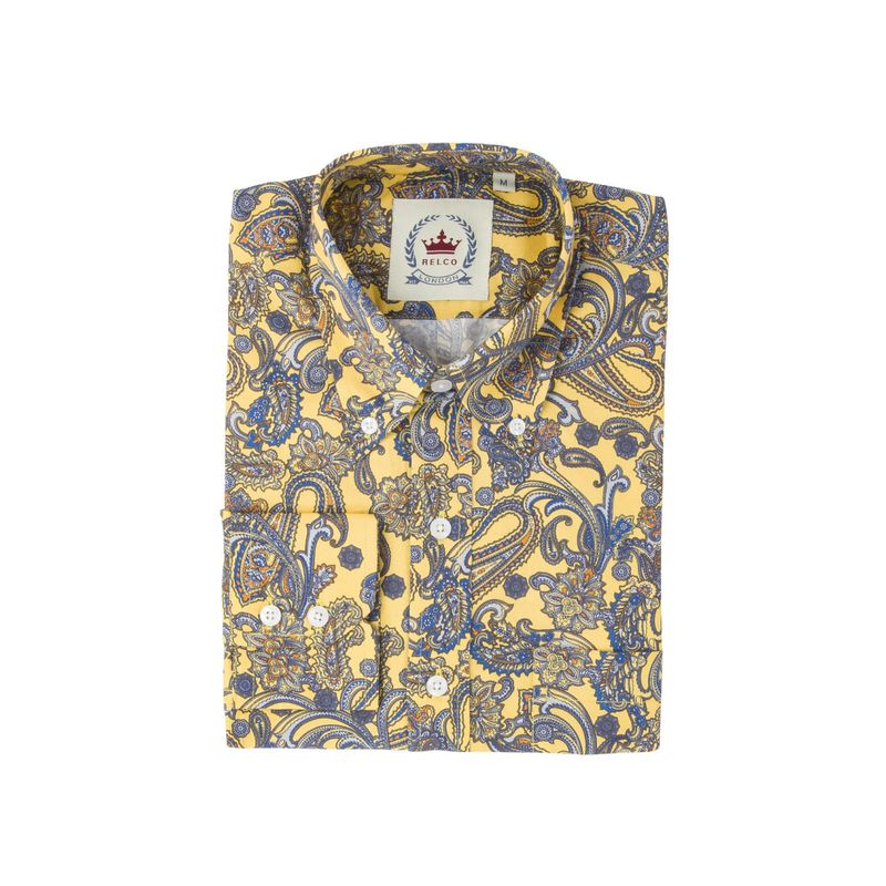 Mens Mustard and blue paisley shirt  Made from 100% cotton