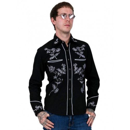 Relco cowboy shirt black/silver