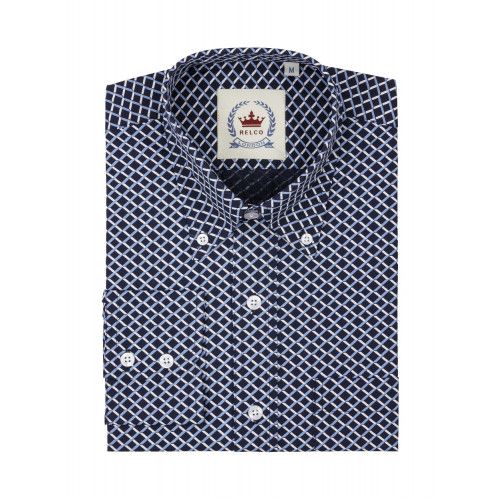 Men's geometric Navy print shirt  100% cotton