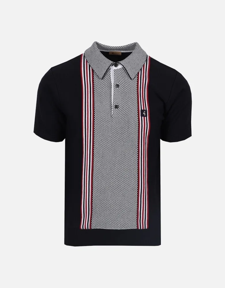 Gabicci vintage hadon knitted polo shirt navy