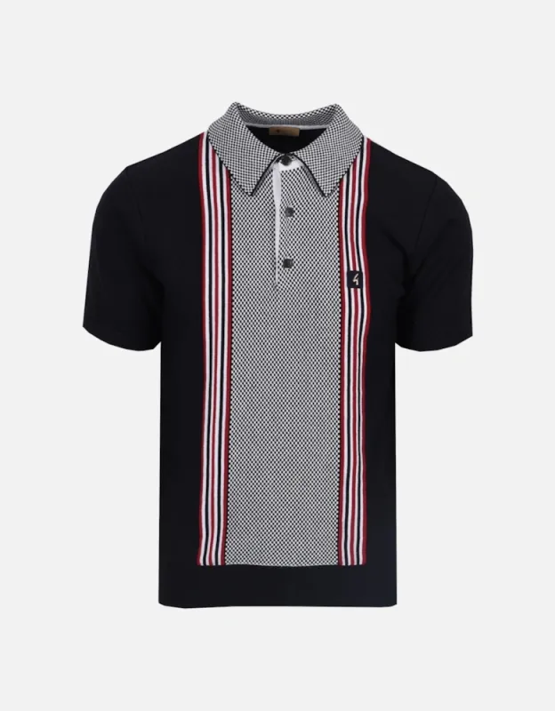 Gabicci vintage hadon knitted polo shirt navy