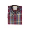 Men's Burgundy , yellow, blue check shirt