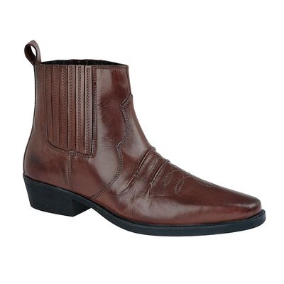 Brown Leather Cowboy Ankle Boot Brown Leather Cowboy Ankle Boot