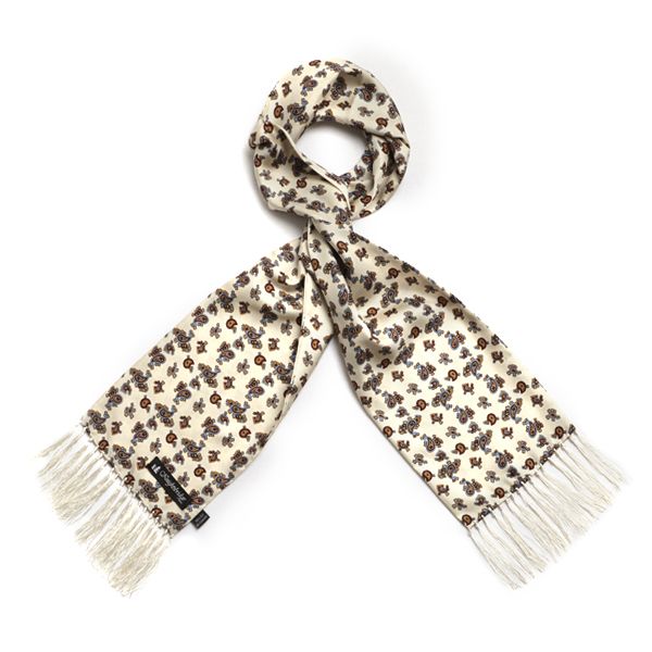 Cream Paisley Silk Scarf