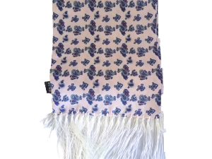 Pale Pink and Navy Paisley Silk Scarf