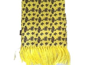 Yellow and Navy Paisley Silk Scarf