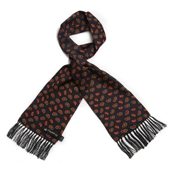 Black and Red Paisley Silk Scarf