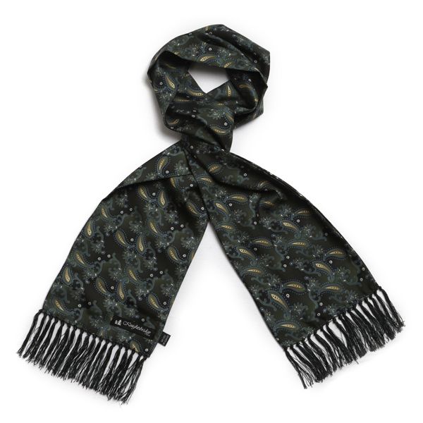 Dark Green Paisley Silk Scarf