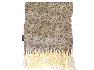Beige and Gold Paisley Silk Scarf