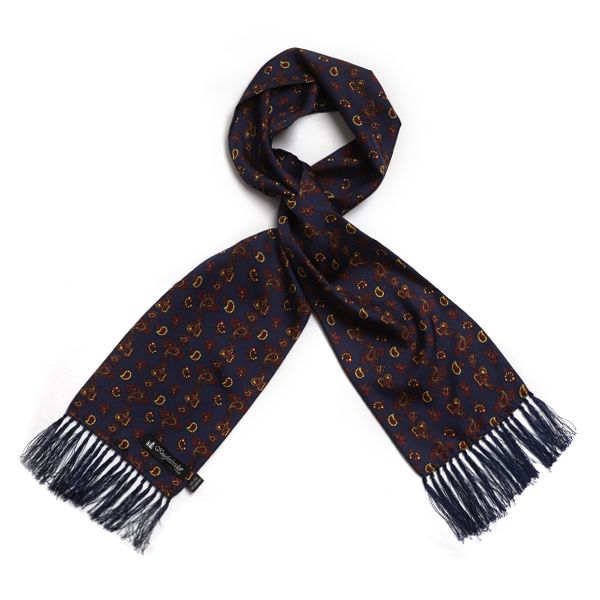 Navy, Burgundy and Brown Paisley Silk Scarf