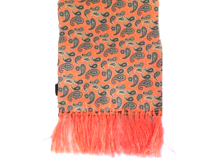 Orange and Black Paisley Silk Scarf
