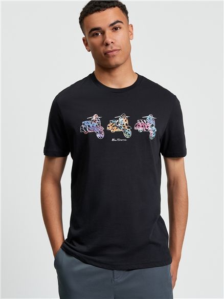 Ben Sherman Scooter Spray Tee in Black
