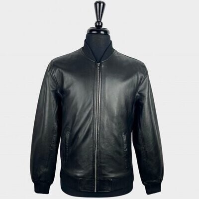 Black Leather Bomber Jacket