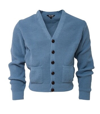 Waffle Cardigan Dusty Blue
