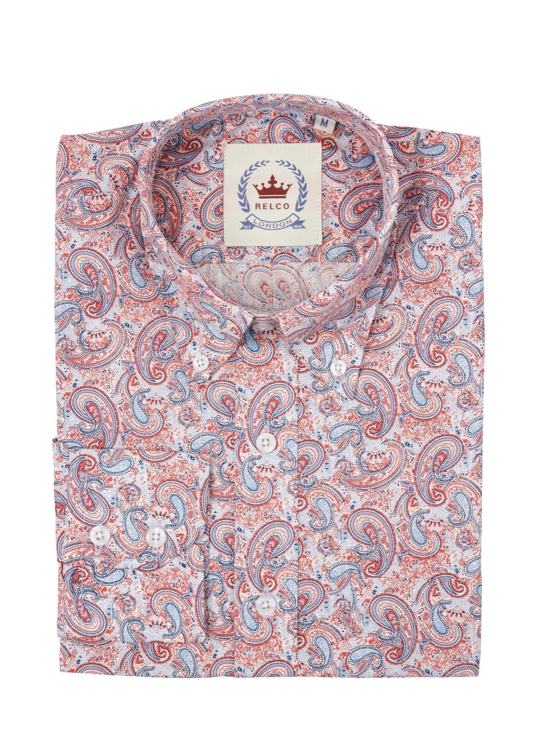 Red & Sky Blue Paisley shirt