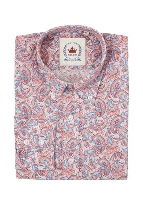 Red & Sky Blue Paisley shirt
