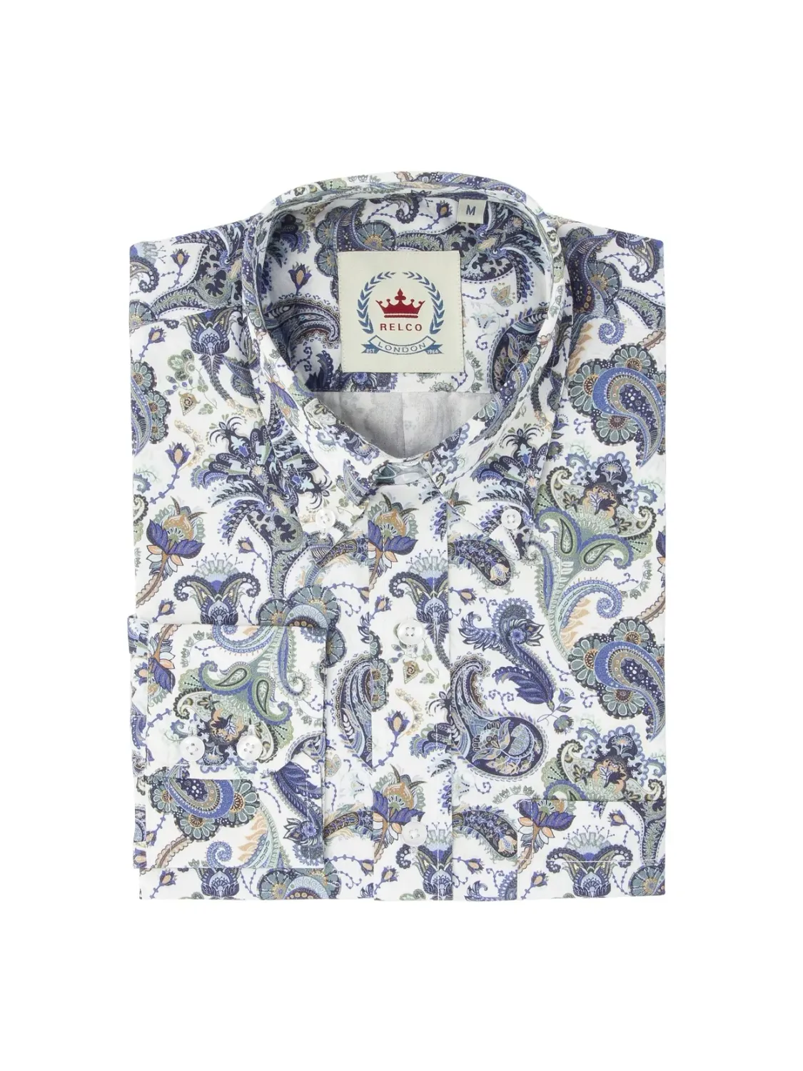 Relco White, Blue, Green Paisley shirt