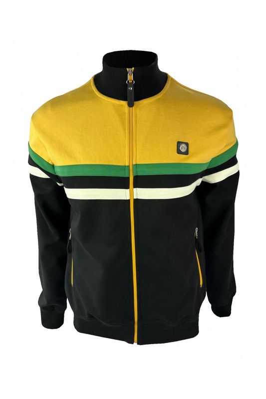 Trojan Panel Stripe Track Top Black