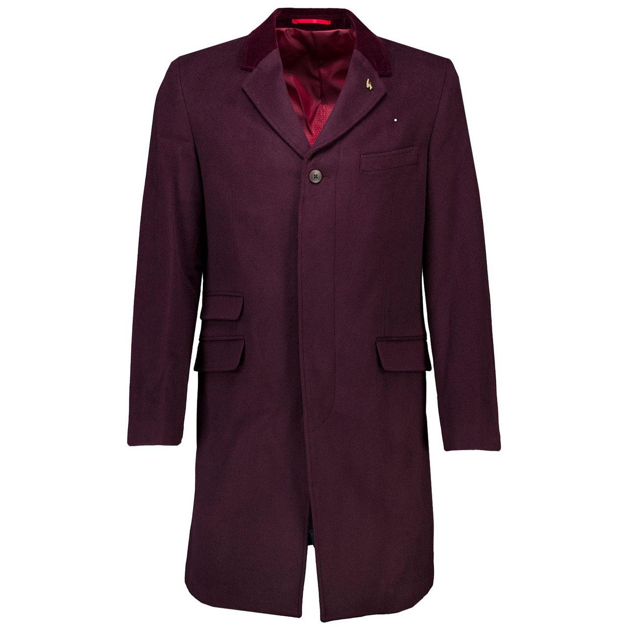Gabicci ‘Winston’ Overcoat Mulberry