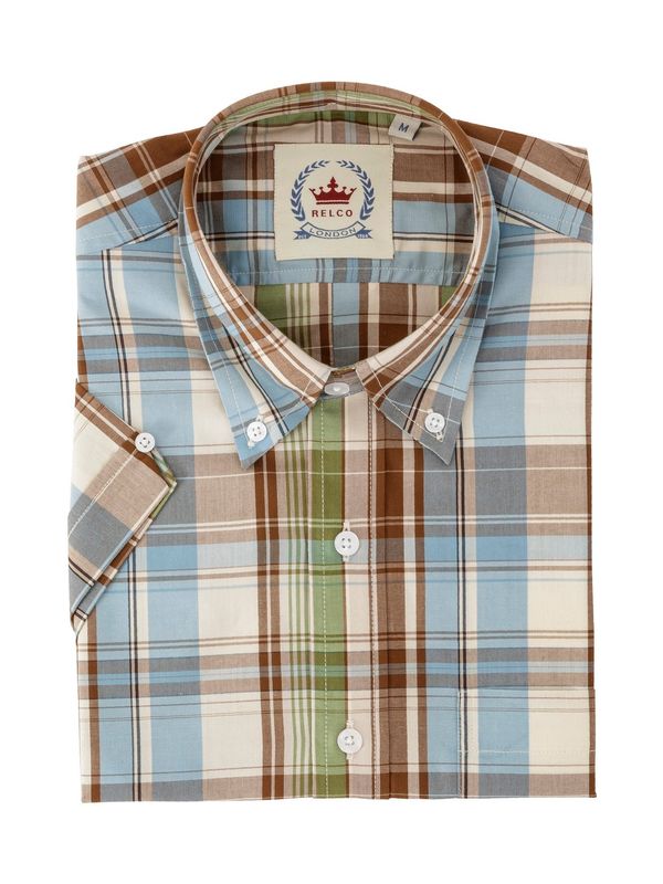 Relco Sky, Green & Brown Check Shirt