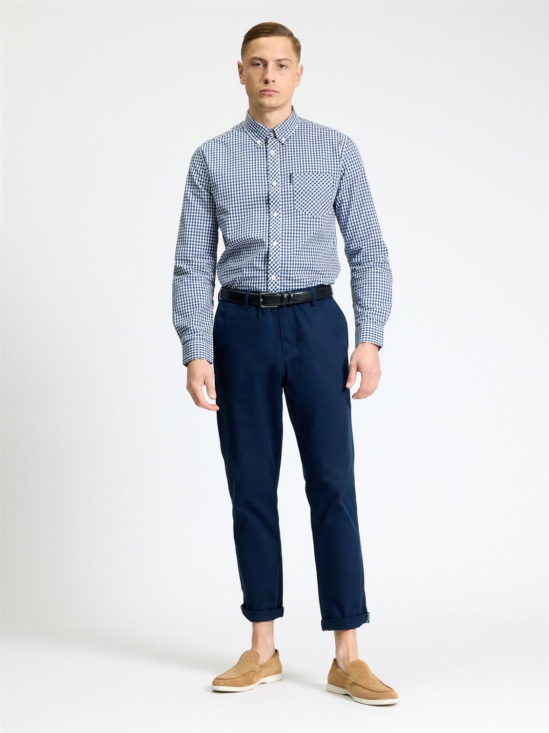 Ben Sherman Long Sleeve Gingham Dark Blue