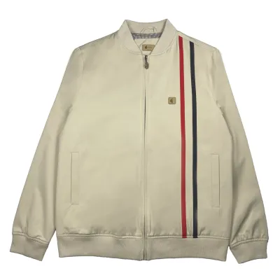 Gabicci 'Griffin' Racing Stripe Jacket in Cream