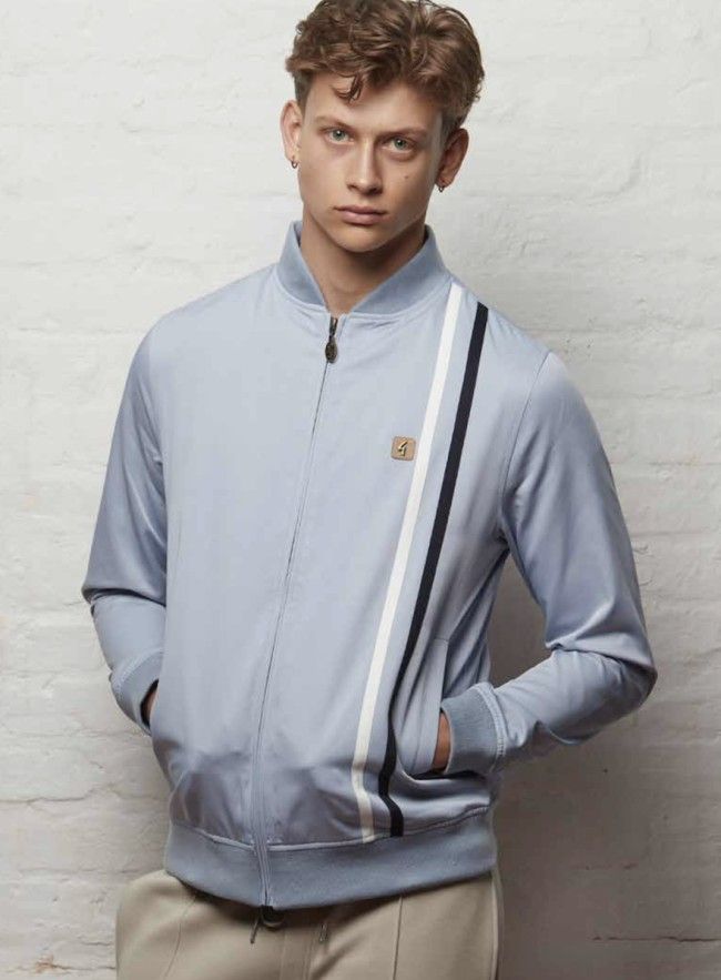 Gabicci 'Griffin' Racing Stripe Jacket in Surf