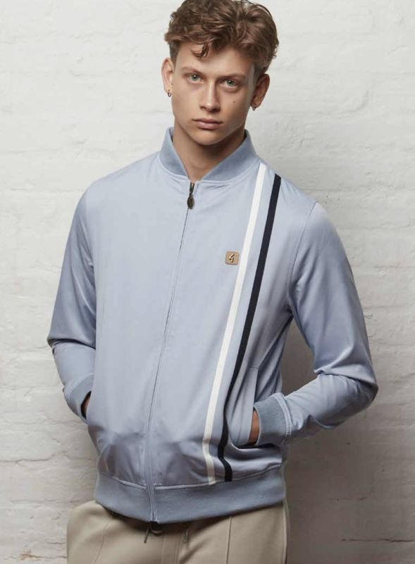 Gabicci 'Griffin' Racing Stripe Jacket in Surf