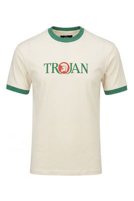 Trojan Logo Ringer Tee in Ecru