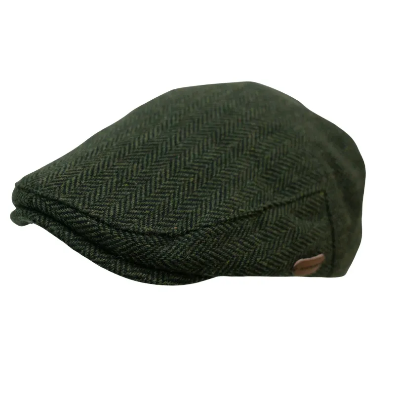 Herringbone Tweed Flat Cap in Green Herringbone Tweed Flat Cap in Green