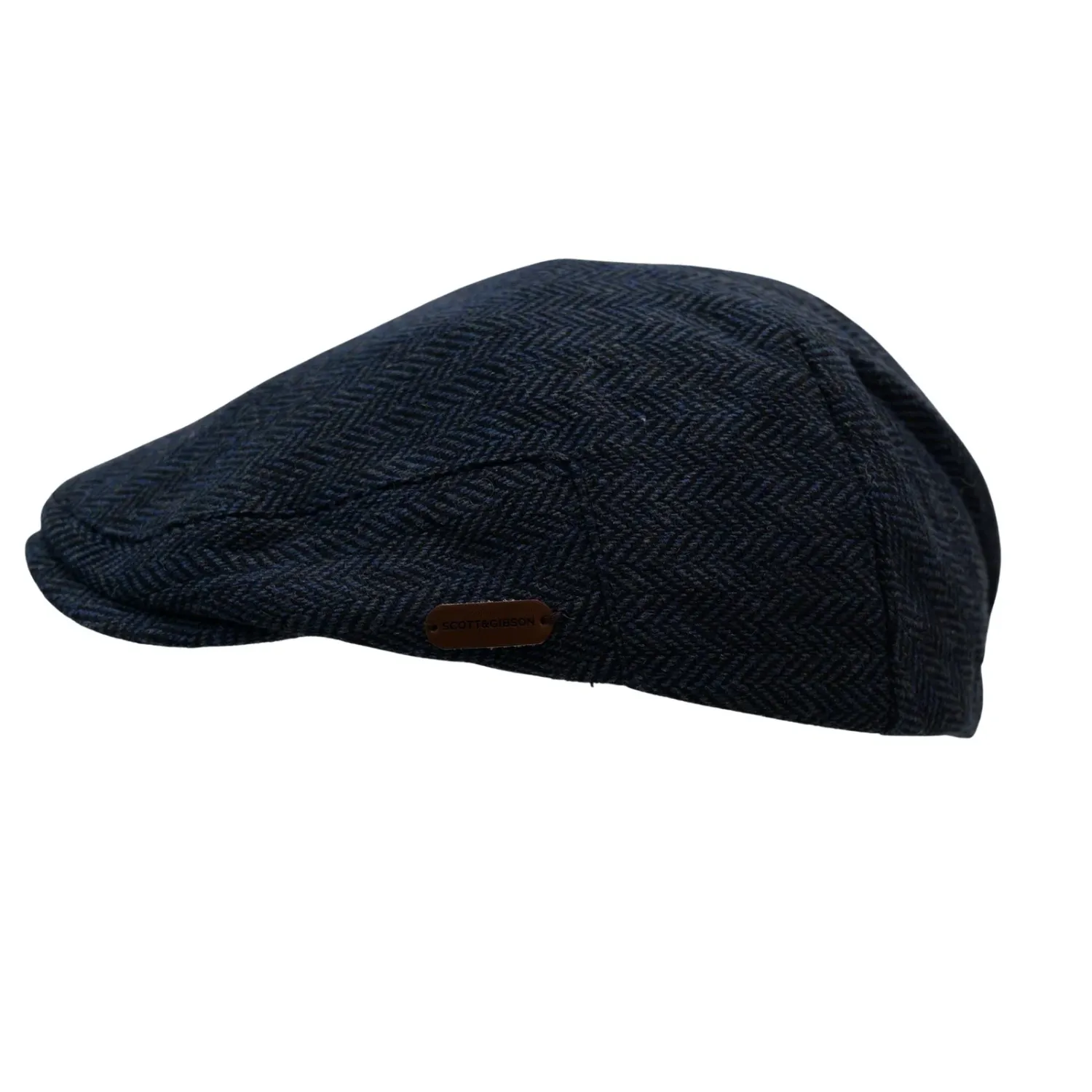 Herringbone Tweed Flat Cap in Blue