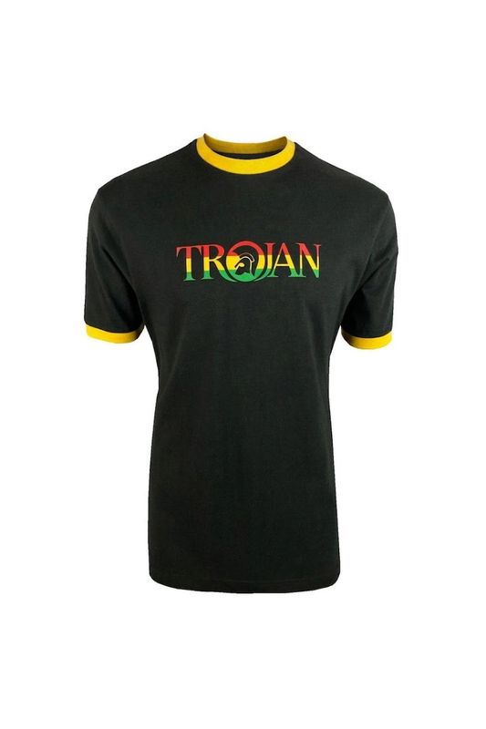 Trojan Logo Ringer Tee in Rasta Trojan Logo Ringer Tee in Rasta