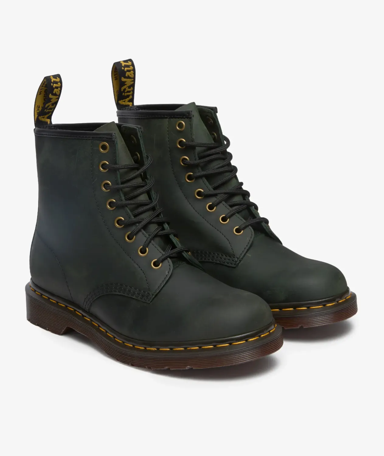 Dr Martens Crazy Horse 8 Eye Boots in DMS Green