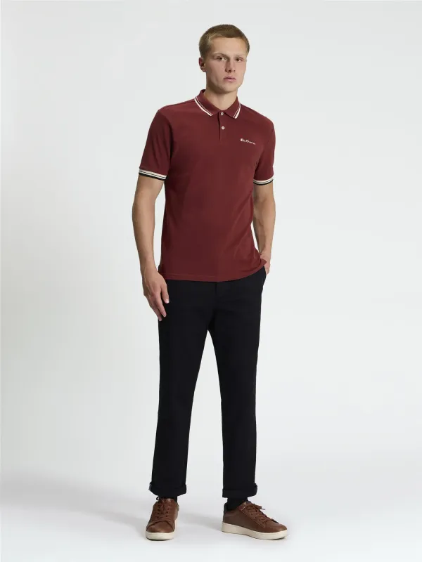 Ben Sherman Short Sleeve Signature Pique Polo in Sienna