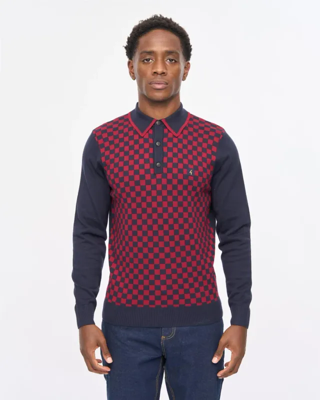 Gabicci 'Danson' Long Sleeve Knit Polo in Navy Gabicci 'Danson' Long Sleeve Knit Polo in Navy