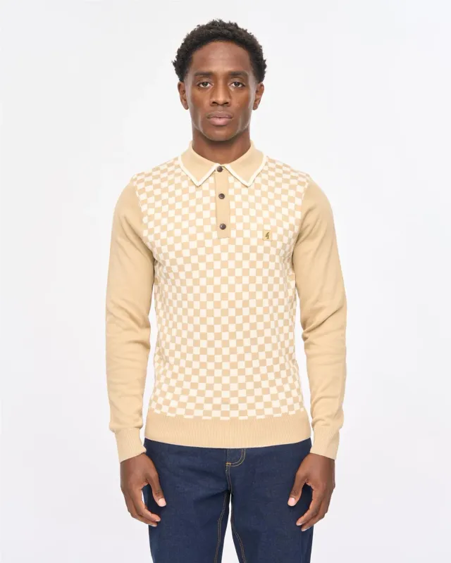 Gabicci 'Danson' Long Sleeve Knit Polo in Caramel Gabicci 'Danson' Long Sleeve Knit Polo in Caramel