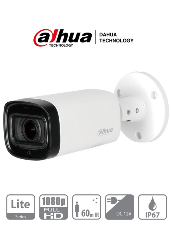 DAHUA HAC-HFW1200R-Z-IRE6 - Camara Bullet HDCVI 1080p/ Lente Motorizado 2.7mm - 12mm/ IR 60 Mts