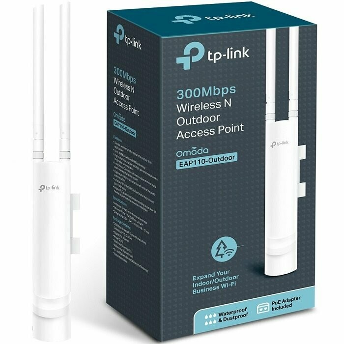 ACCESS POINT EXTERIOR TP-LINK EAP110-OUTDOOR IP65, 300Mbps, POE, 2.4 GHz