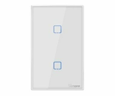 APAGADOR DE PARED TOUCH ON/OFF SONOFF T2US2C SMART INALAMBRICO WIFI, 2 INTERRUPTORES
