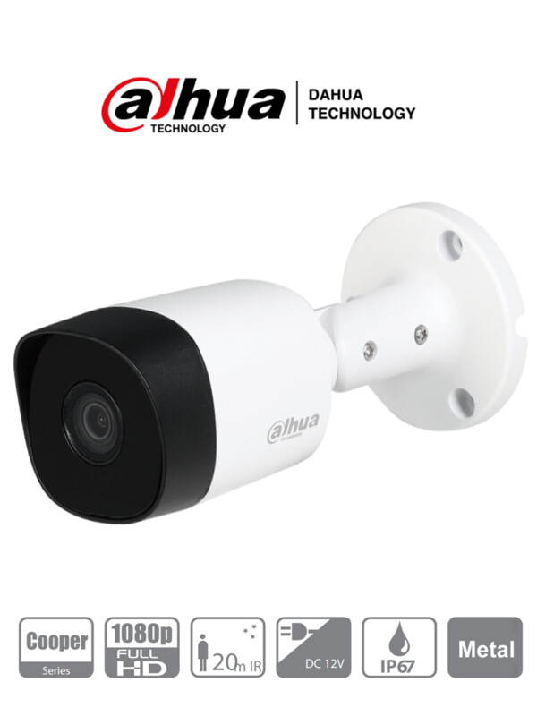 DAHUA COOPER B2A21 - Camara Bullet HDCVI 1080p/ 720p/ 93 Grados de Apertura/ Lente 3.6 mm/ IR de 20 Mts/ IP67/ Metalica/ TVI AHD y CVBS